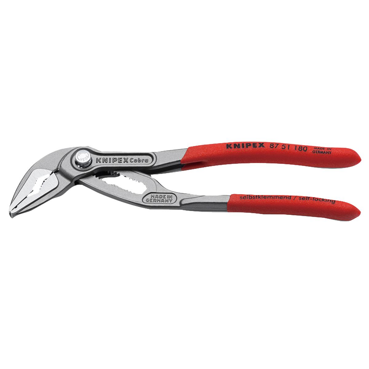 KNIPEX クニペックス CobraESコブラエクストラ スリムウォーターポンププライヤー 150粍 上滑り押しとどめるプラスチックコーティングハンドル 8751-180