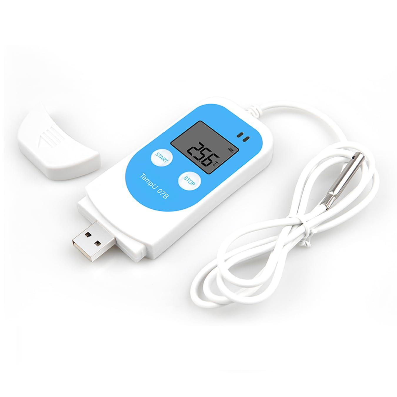 bitstrong USB温湿度データロガー -40~+85°C プローブタイプ 校正証明書付 ホワイト×ライトブルー BS-LOG-TempU07B