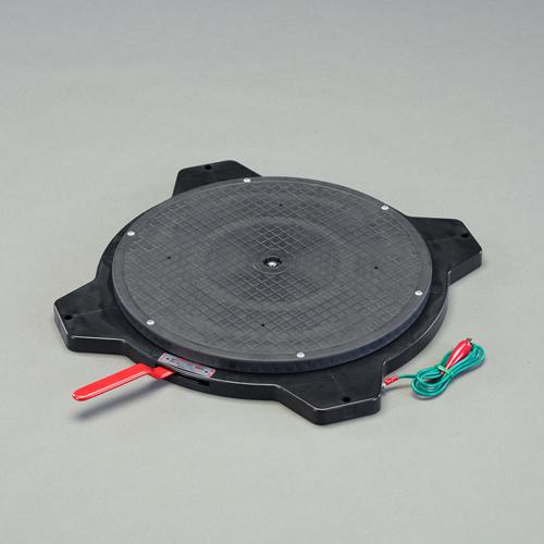 φ363x39粍/150kg回転させる進め方台(導電/ストッパ付) 黒いこと 天板:φ363×36(t)      土台:499×499×39(t)