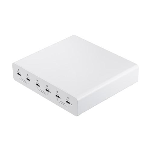 [6ポート]USB充電器(ホワイト) W145×D130×H32mm