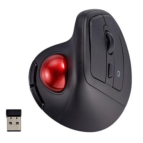 Digio 無線 エルゴノミクスマウス 静音 5ボタン光学式 トラックボールマウス ブラック MUS-TRKF248BK
