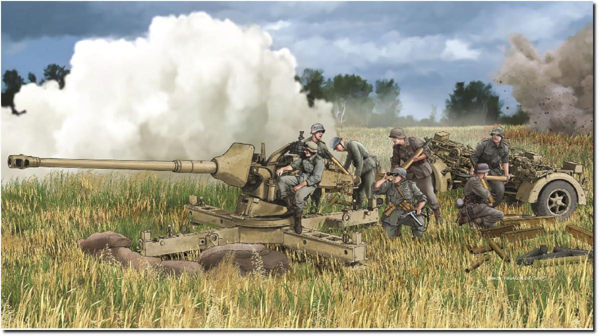 プラッツ ドラゴン 1/35 WW2 ドイツ 88mm対戦車砲 Pak 43/3 L/71 簡易砲架付 アルミ砲身/3Dプリントマズルブレーキ/金属砲弾/砲兵フィギュア4体付属 豪華仕様 プラモデル DR6522SP (大砲)