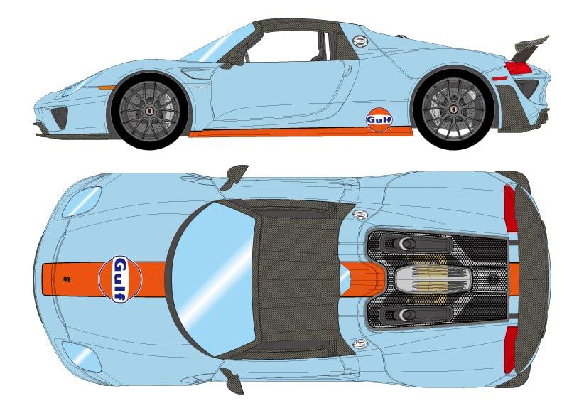 メイクアップ (Make up) EIDOLON 1/43 Porsche 918 Spyder weissach package 2011 Rear Wing up ガルフブルー/オレンジストライプ (USスペック) 完成品 EM812B｜ポッチ