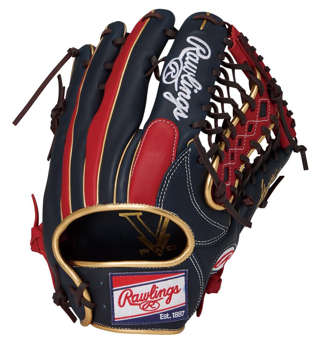 ローリングス(Rawlings) ベイスボール用 地球儀 軟式 HYPER TECH COLOR SYNC 外野手手用 GR6HTCY719 米国海軍/スカーレット 12.75in ※左投用