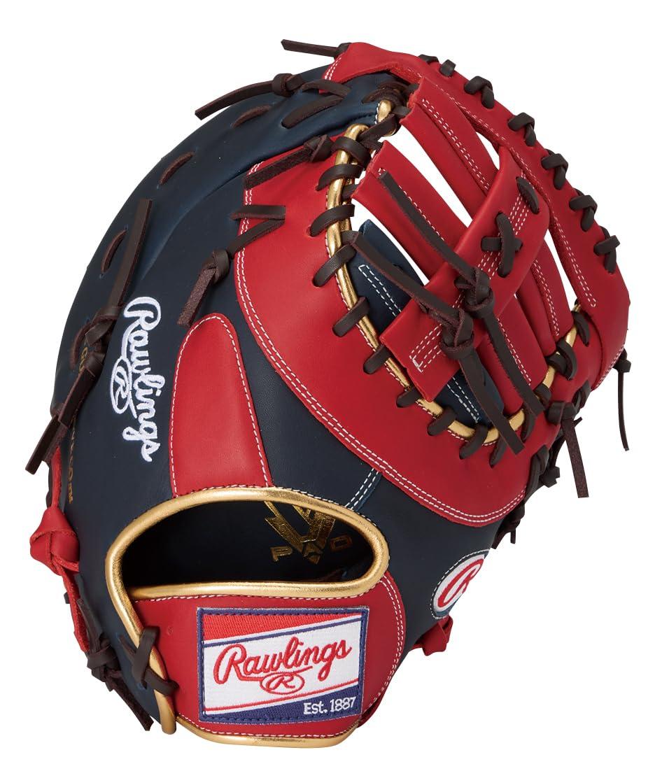 ローリングス(Rawlings) ベイスボール用 地球儀 軟式 HYPER TECH COLOR SYNC 一塁手用 GR6HTCM535 米国海軍/スカーレット 11.75in ※左投用