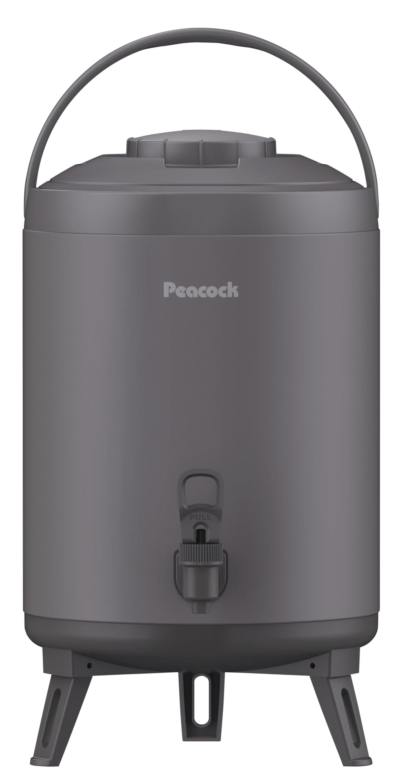 ピーコック魔法瓶製作(The-peacock) ピーコック ウォータージャグ 9.5L 日本製 保冷 保温 洗い分かりやすい 広口 保冷力 保温力 大静電容量 軽さ GK 注ぎ分かりやすい 生き胆式 ジャグ ステンレス鋼 うす暗い薄墨色 INJ-100 H