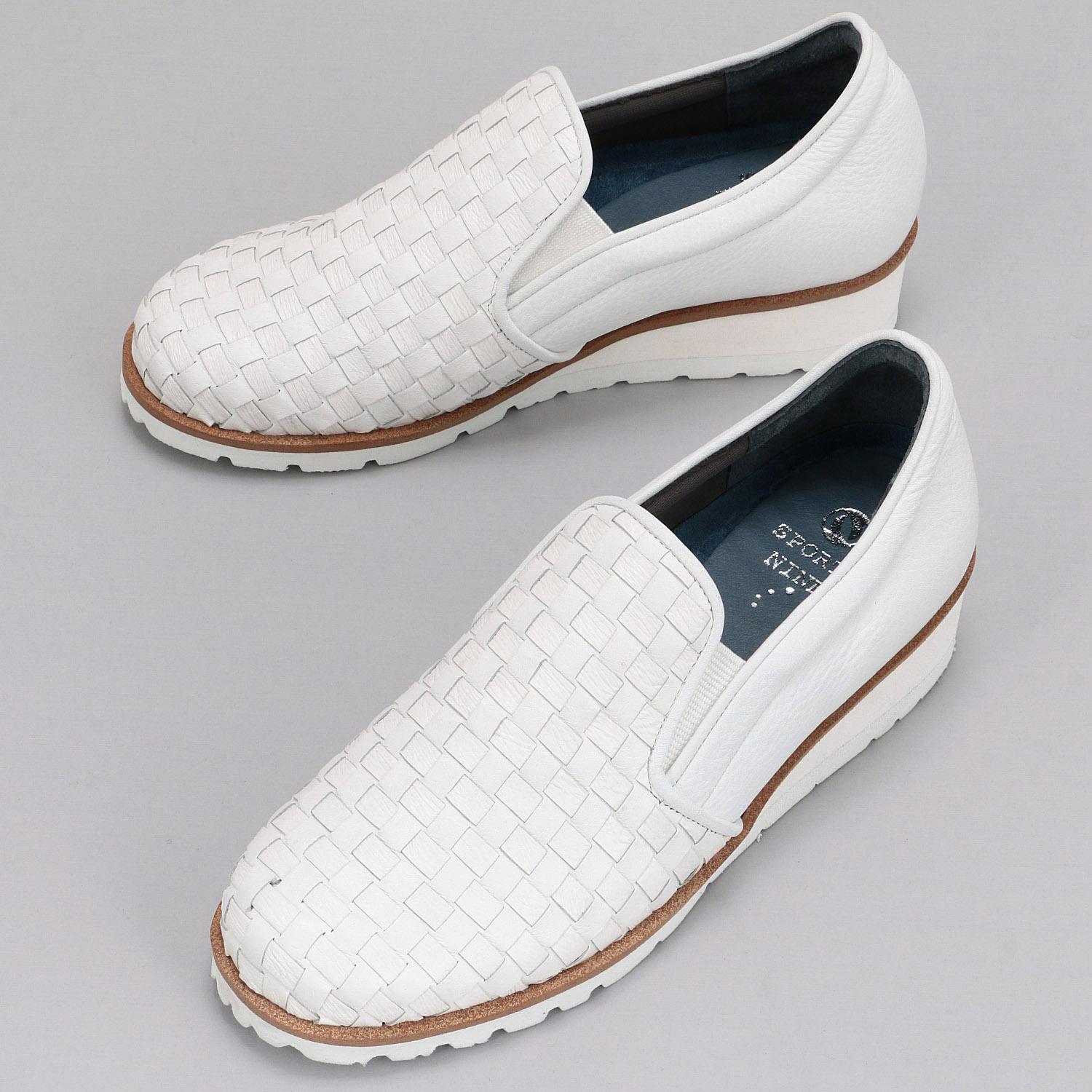 SPORTS NINE メッシュレザースリッポンシューズ 0661 ホワイト 24.5CM