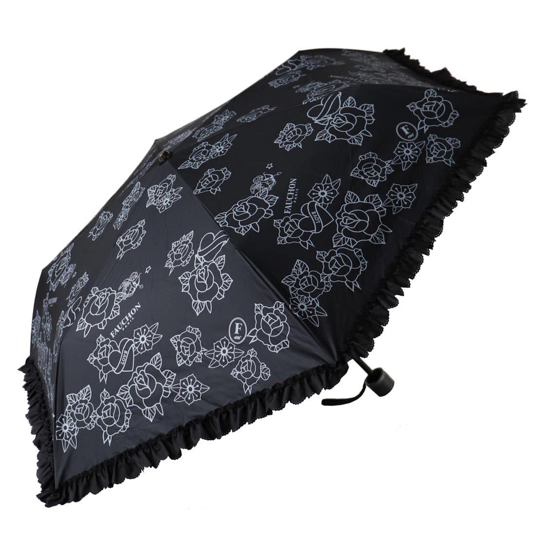 フォション(FAUCHON) 折りたたみ日傘(傘袋付き)モノトーン ange(アンジュ)ブラック 001266-0001-02
