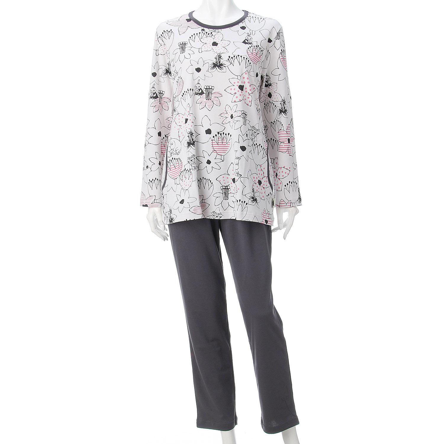 Amour×MOOMIN (ムーミン)スムース プリントレディース パジャマ グレー M