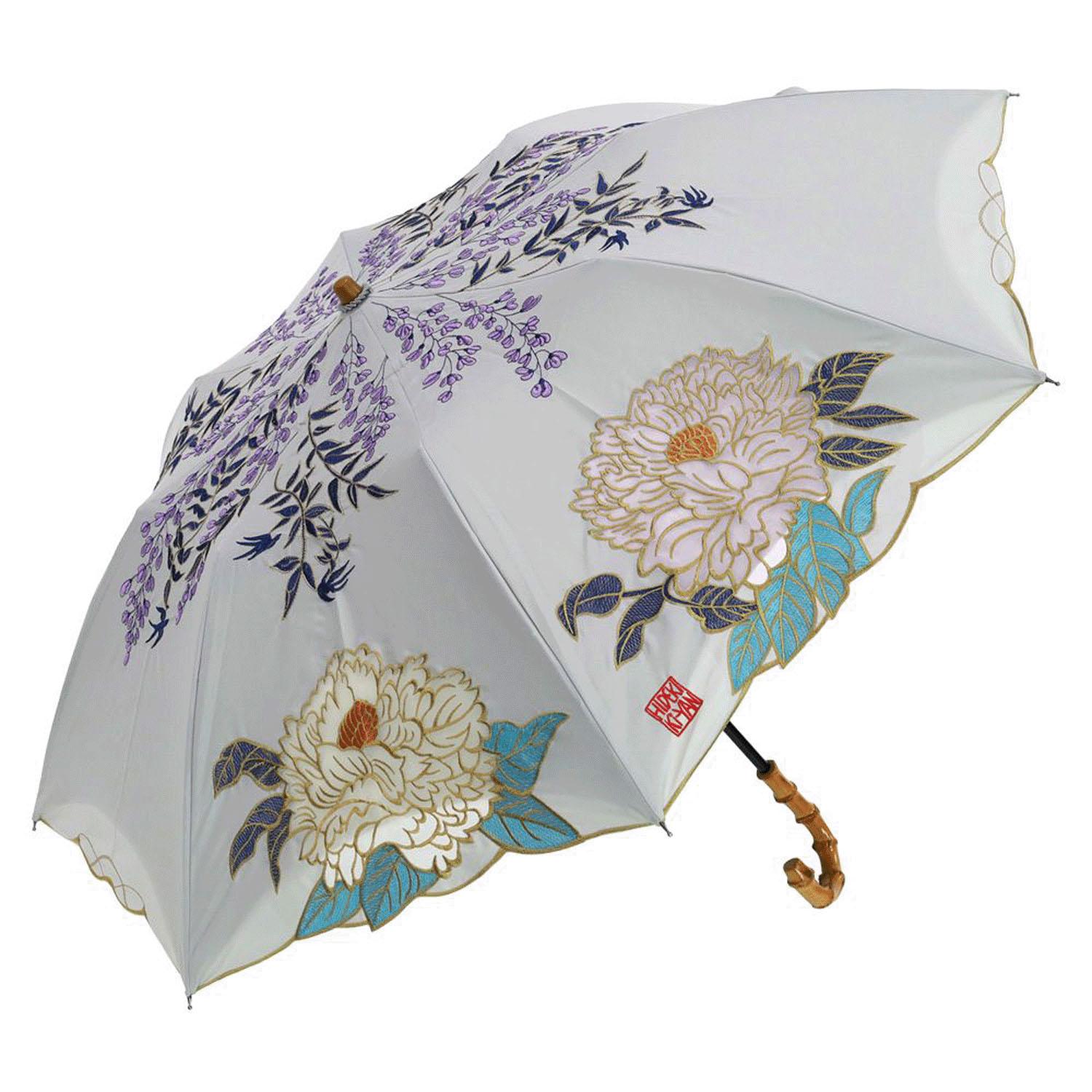 【シノワズリーモダン】日がさ 晴雨兼用 レディース 折りたたみ日がさ 女役者日がさ かわず張り 遊撃手折りたたみ オーガンディー 刺しゅう UV撥ねのける 完膚なきまで遮光 遮熱 逃熱涼しい 木村英輝 手当たりヤン 共同研究 蓮花・名取り草 (名取り草・薄墨色)