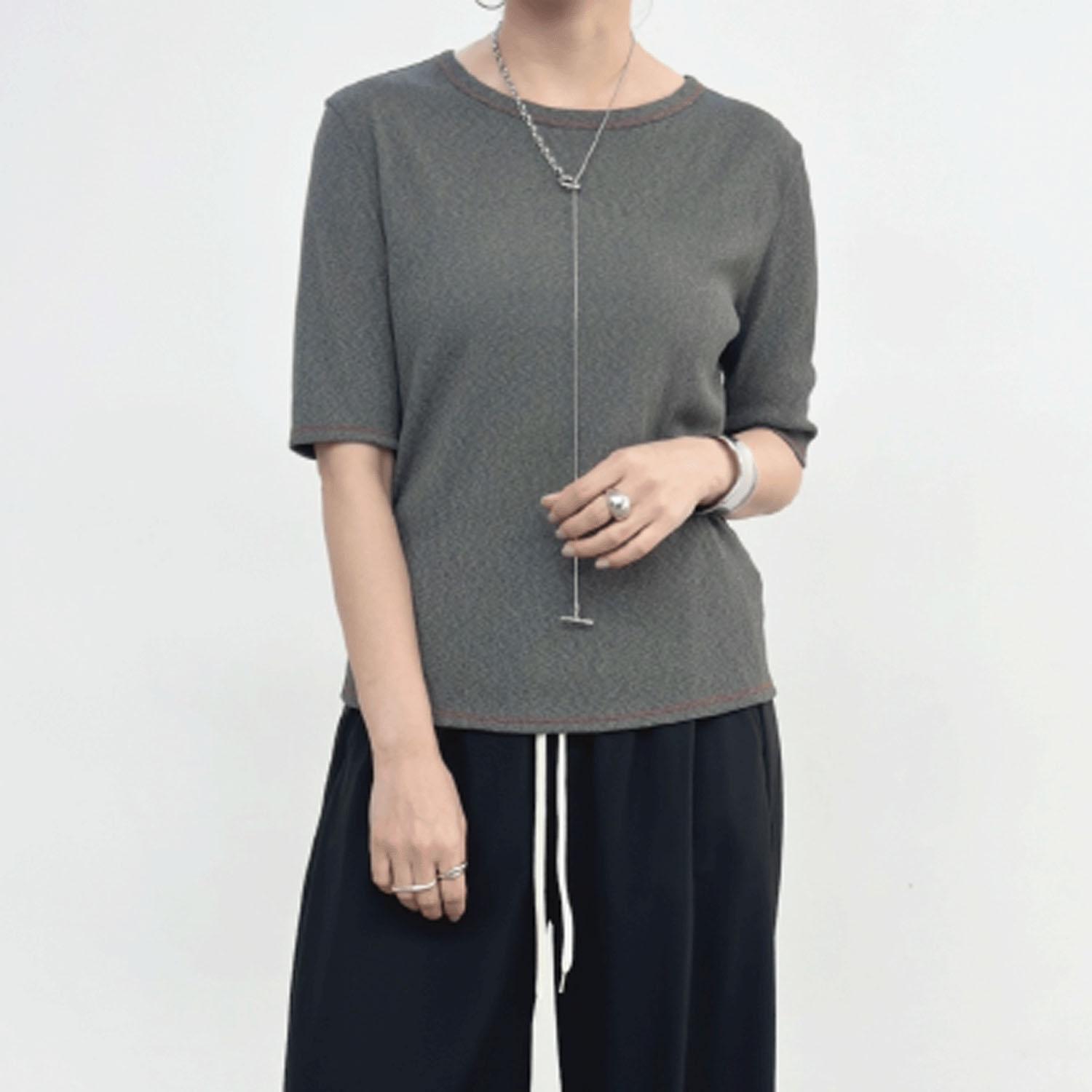NUS 5分袖シアーTシャツ グレー 38