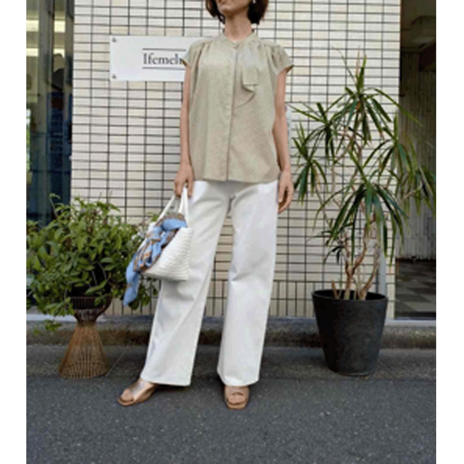 Doubleface Tokyo 幾何学柄洋弓タイ王国\u0026ラッフル2WAYフレンチトップ 緑であること F(無償性)