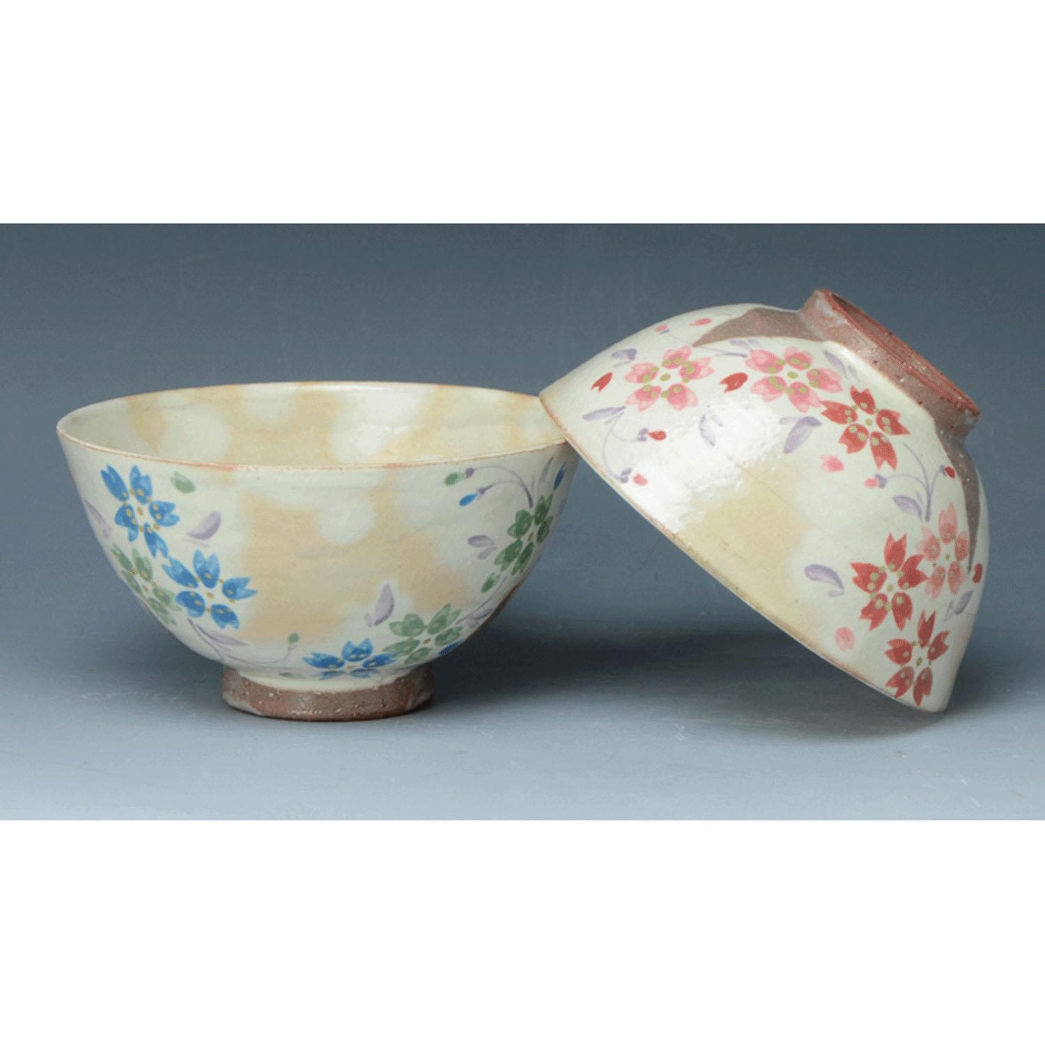 京焼 清水焼 圭司窯 組飯碗 舞い花 LFM510