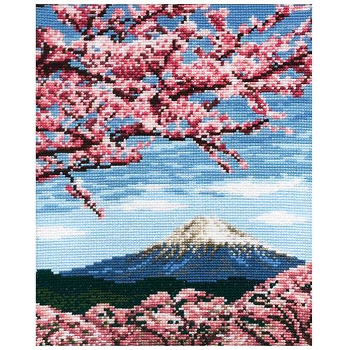 オリムパス製絲 ししゅうキット「桜と富士山」 No.7386