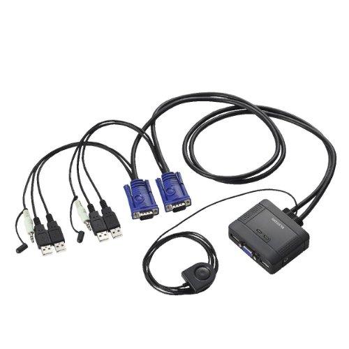 エレコム KVMスイッチ USB VGA スピーカー 手元スイッチ 2台 オーディオ切替 KVM-KUS 5,325円