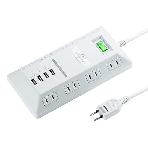 サンワサプライ USB充電ポート付きタップ 平型 ホワイト TAP-B109U-3WN