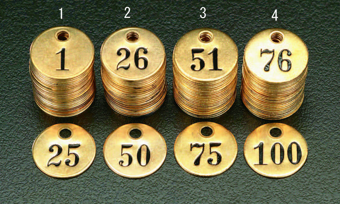 エスコ 76-10025枚組ナンバーチェック(25mm丸) EA591HH-4