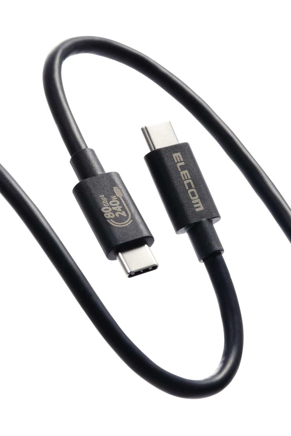 エレコム USB-C ケーブル 1m USB4 240W 高速データ転送 USB PD対応 最大80Gbps 8K/60Hz [Thuderbolt 5 / 4 / 3, USB3.x / 2.0 互換] 【USB-IF正規認証品】 USB4-V2...