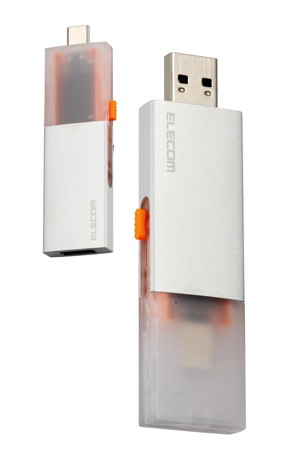 エレコム 外付けSSD 500GB USB3.2 (Gen2) 対応 スライド式 タイプC タイプA スライド切り替え シルバー ESD-EWC0500GSV|ポッチ