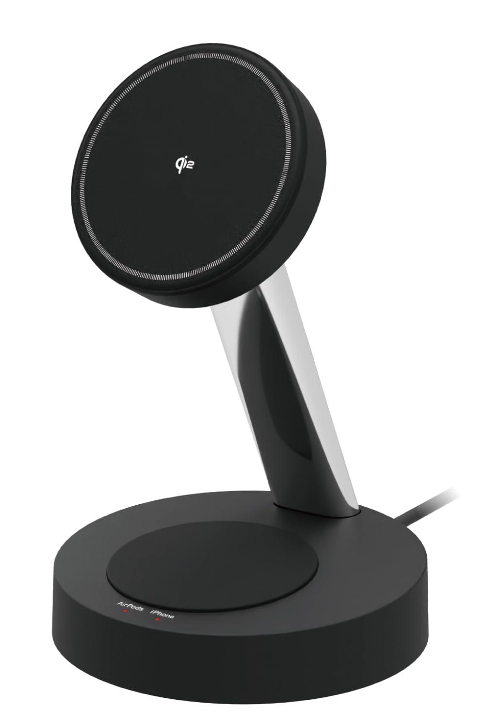 エレコム Qi2 充電器 15W 2in1 スタンド 2台同時充電可能 正規認証品 1.5mケーブル USB充電器別売り ブラック W-MS11BK