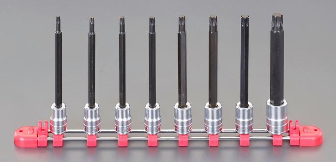\"3/8\"\"DR/T20ーT55[TORX]ロングビットソケット\"  T20・T25・T27・T30・T40・T45・T50・T55