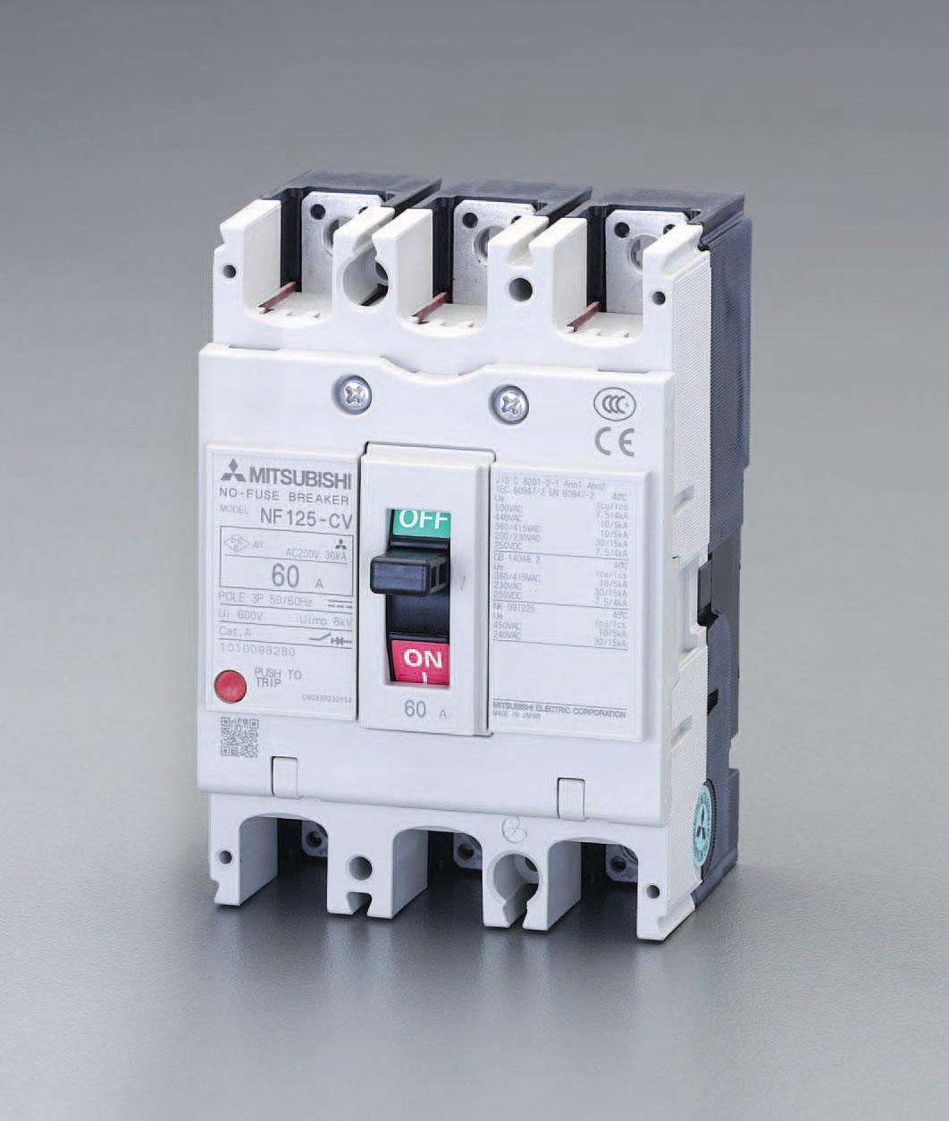 240V/100A/3極ノーヒューズ遮断器(フレーム100) a:90 b:130 c:68 ca:90
