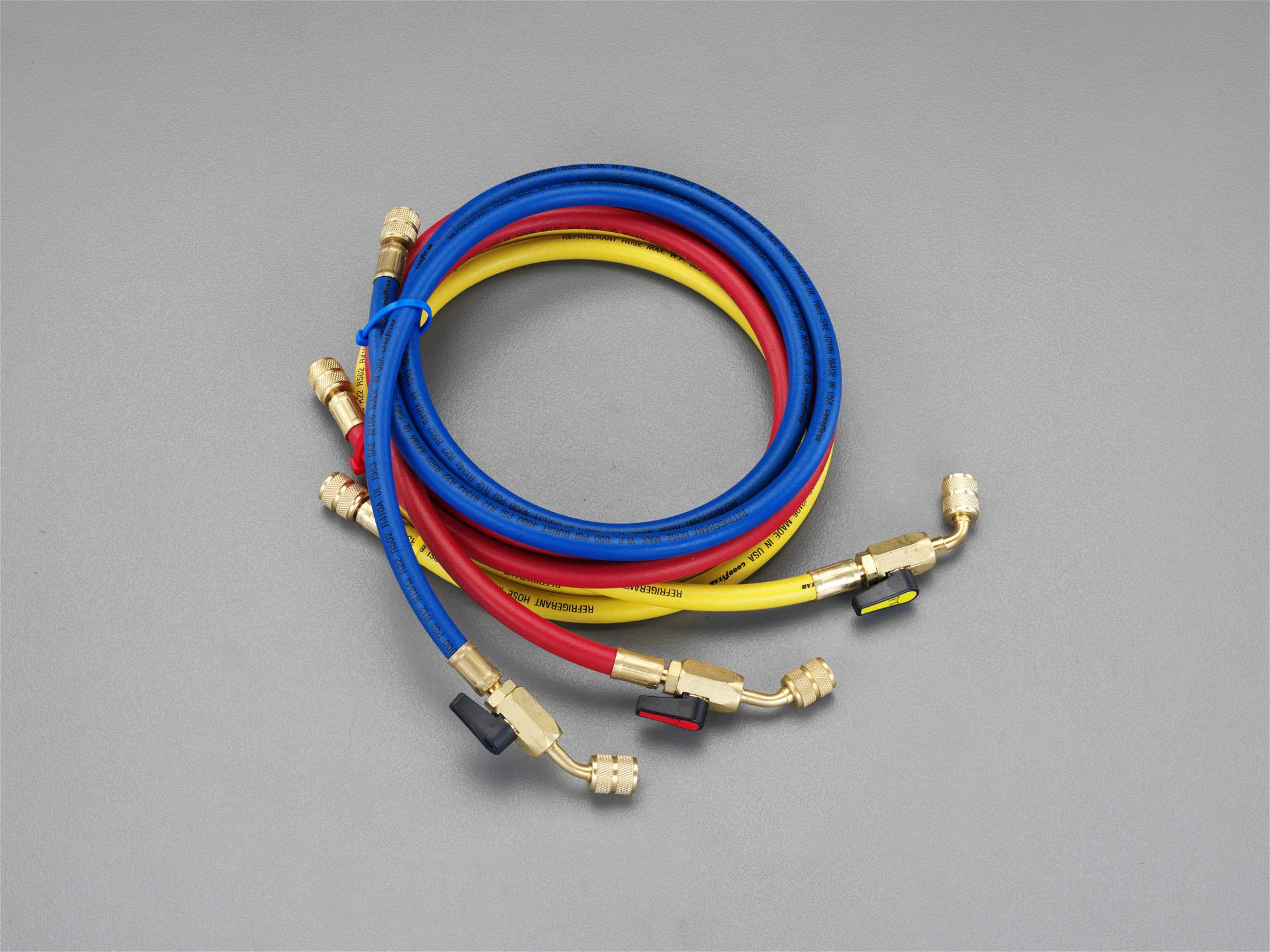 150糎/R12・R22・R502弁膜付チャージングホースセット  UNF7/16ー20(1/4”太陽フレア)