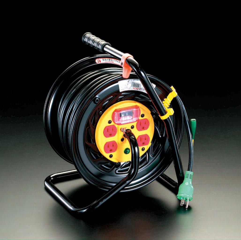 AC125V/22A/30mコンセント固定リール(過負荷遮断) 290×257×363(H)mm