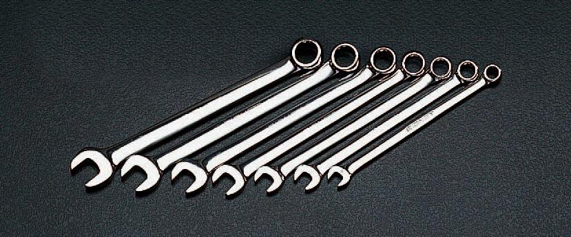 エスコ 9本組片目片口スパナ(光沢仕上・インチサイズ) EA614CD