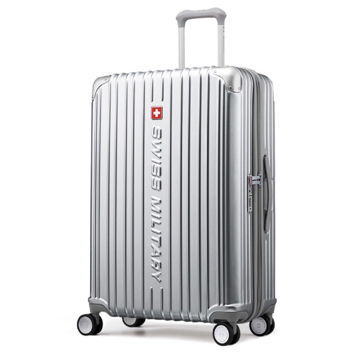[スイスミリタリー] スーツケース シグナス LLサイズ 98L 75cm ダブルファスナー 5cm拡張 TSAロック スーツケースカバー・ネームタグ付き SM-A828 SILVER メタリックシルバー｜ポッチ