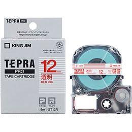 KING JIM アッシー キングジム テプラPROテープ透明ラベル 12mm 赤文字 KJ-ST12RX5 5個セット