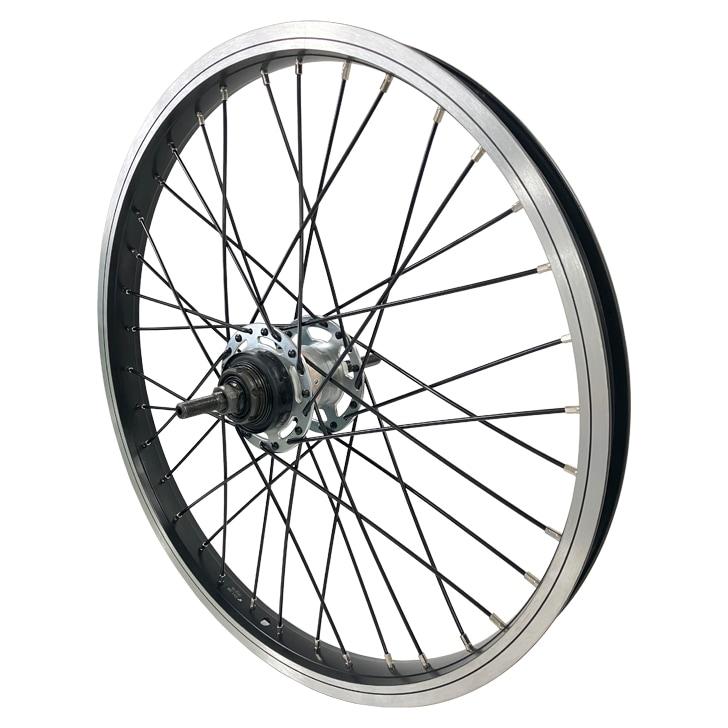 20x1.75 アルミリム後輪-黒(36H)/内装3段 #12BKスポーク/軸長191mm/ローラーブレーキ仕様)｜ポッチ