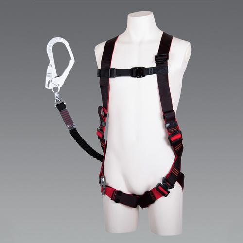 墜落制止用器具(フルハーネス/伸縮式ランヤード付) ブラック 32×1,100~1,550mm