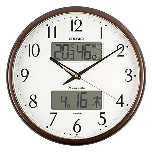 CASIO(カシオ) 掛時計 電磁波 赤銅色 差しわたし35糎 アナログ やって行く周囲の状況 気温 湿度 暦 書きあらわす ITM-650J-5JF 置き時計・掛け時計-掛け時計-インテリア・寝具・収納