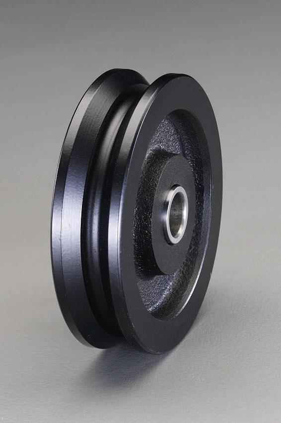 120mm戸車車輪(V型・重量用) B1:30mm、C:7.0mm、 D:10.0mm、E:4.5mm、 L:75mm、M:φ24mm、 M1:φ15.9mm、t:5.0mm