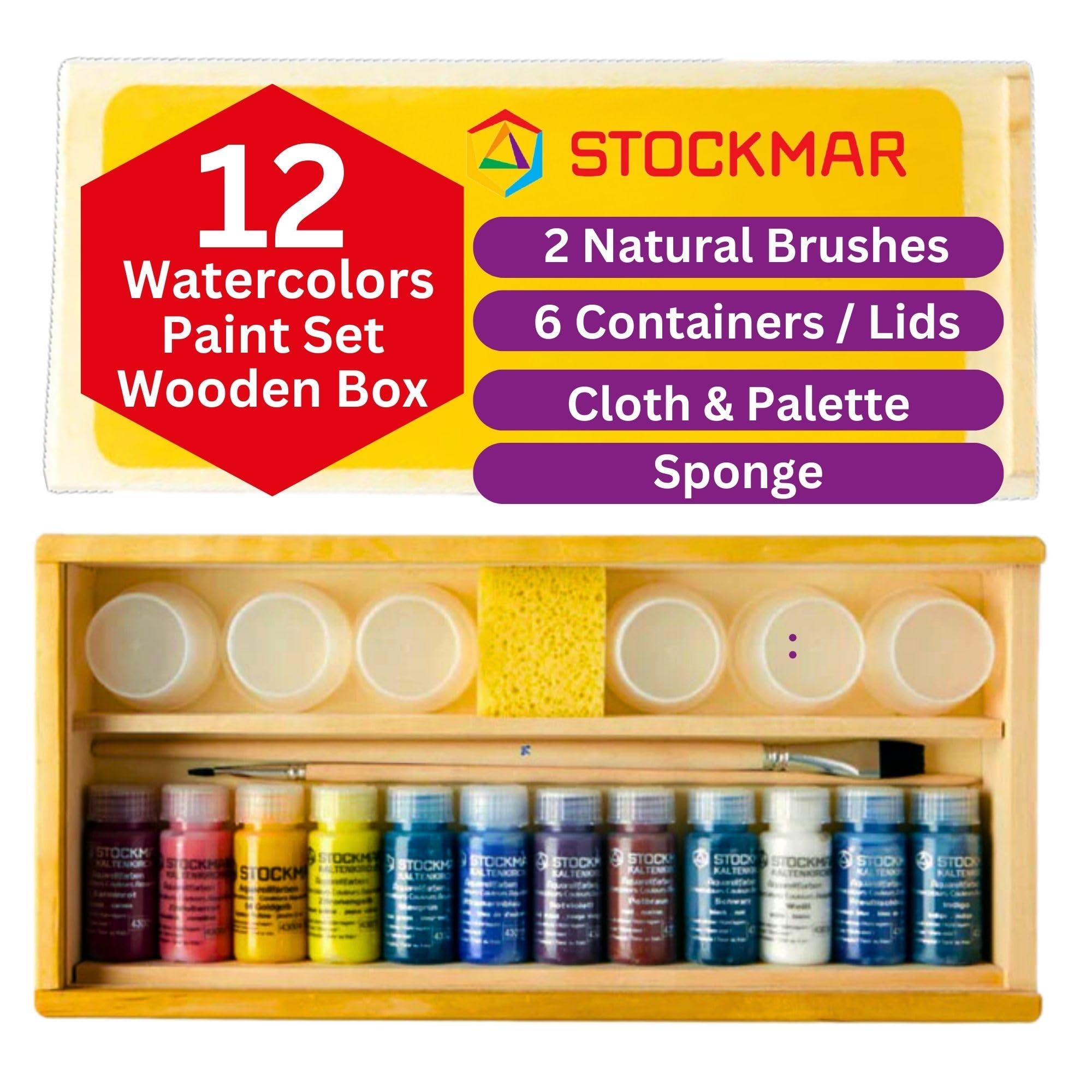 STOCKMAR シュトックマー 水彩画えの具 澄み切ったえの具 12色 木箱入 仕掛ける お子さん おペンキ屋 差し上げ物 安全性のあるな絵の具 色合い知育 ST43046