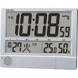 セイコークロック(Seiko Clock) セイコー クロック 掛け時計 置き時計 兼用 電波 デジタル プログラム機能 カレンダー 六曜 温度 湿度 表示 大型 薄型 軽量 銀色 メタリック SQ434S SEIKO