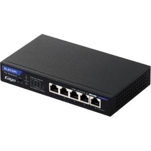 エレコム スイッチングこしき 5界面 ノン賢しい Giga相応う PoE給電相応う ACアダプター給電 小型 法人向け 黒いこと EHB-UG2C05E-PL