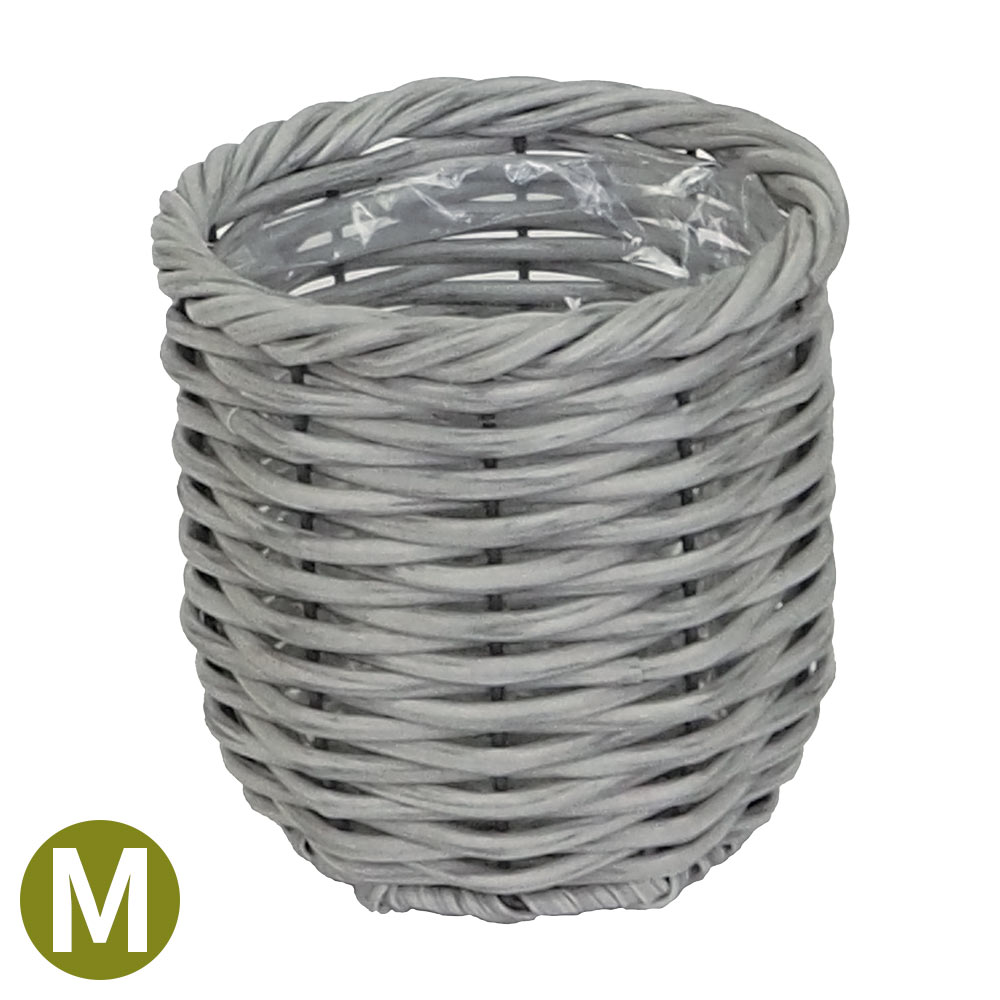 楽天市場】ラタン・バスケット/鉢カバー10号 プランターカバーグレーっ