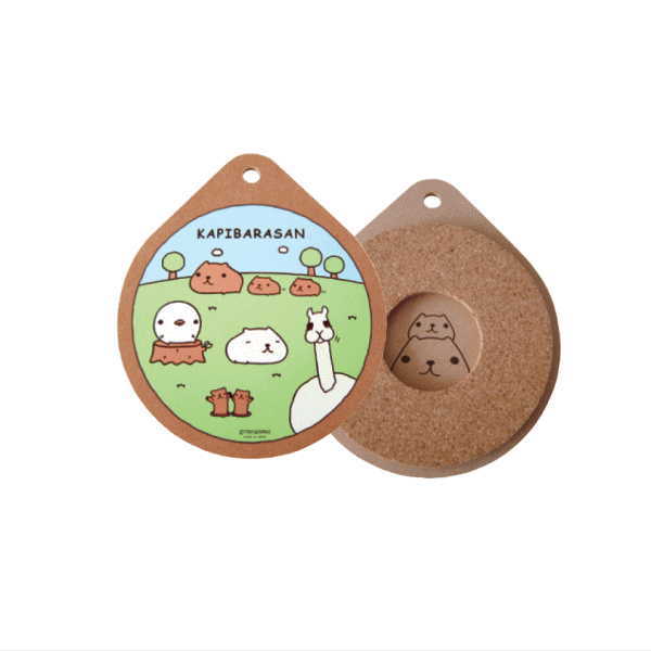 送料無料ライン対応ショップ カピバラさん カビバラさん カピパラさん キャラクター 鍋しき 木製 Kb15 送料関税無料 なべしき 草原 Kapibarasan