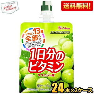 【送料無料】ハウスウェルネス パーフェクトビタミン 1日分のビタミンゼリー マスカット味 180gパウチ 48個(24個×2ケース) [栄養機能食品(ビオチン)] PERFECT VITAMIN ※北海道800円・東北400円の別途送料加算 6,450円