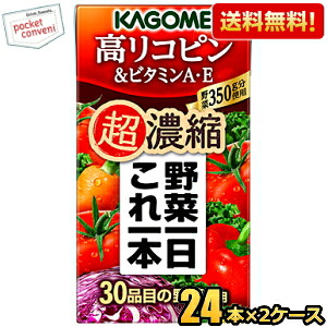 最大500円OFFクーポン対象！【送料無料】カゴメ 野菜一日これ一本超濃縮 高リコピン＆ビタミンA・E 125ml紙パック 48本(24本×2ケース) 野菜ジュース ※北海道800円・東北400円の別途送料加算 [39ショップ]