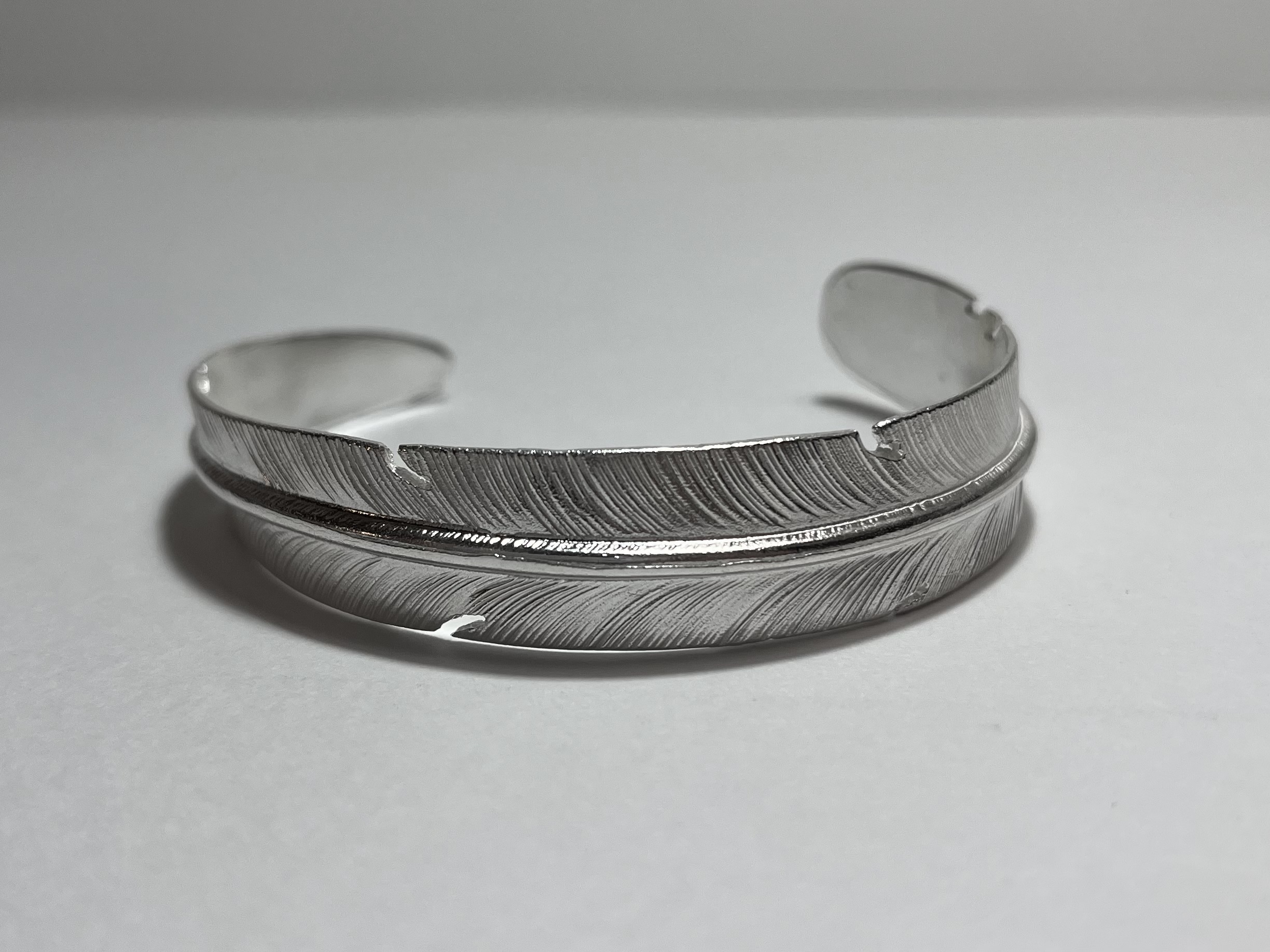 ＜13粍幅＞シルバーフェザーバングル/羽/鷲/お手々お手伝いさん/Silver925/sterling/