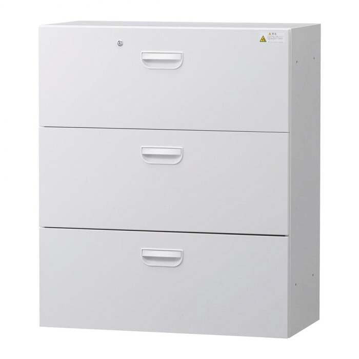 壁面収納庫 ラテラル3段 ホワイト W900×D450×H1050mm 引出し収納|PocketCompany 店