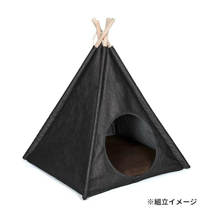 ティピーテント デニム調 犬猫用 室内 テント ハウス リラックス 空間|PocketCompany 店