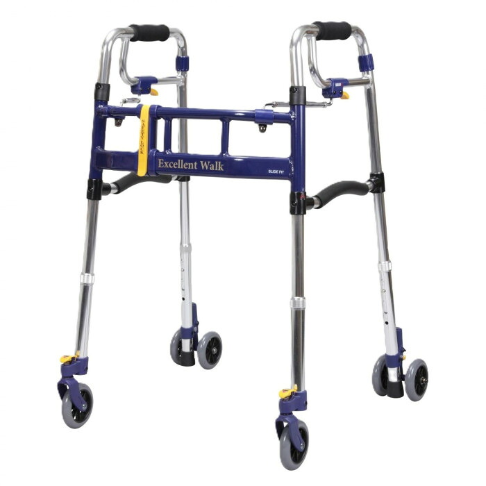 ユーバ産業　スライドフィットEX歩行器(ハイタイプ)　前後輪4インチ　H-0294WT｜PocketCompany　店