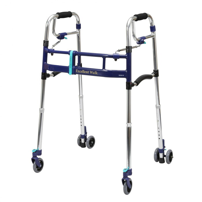 ユーバ産業 スライドフィットEX歩行器(超ハイタイプ) 前後輪4インチ HT-0294WT|PocketCompany 店