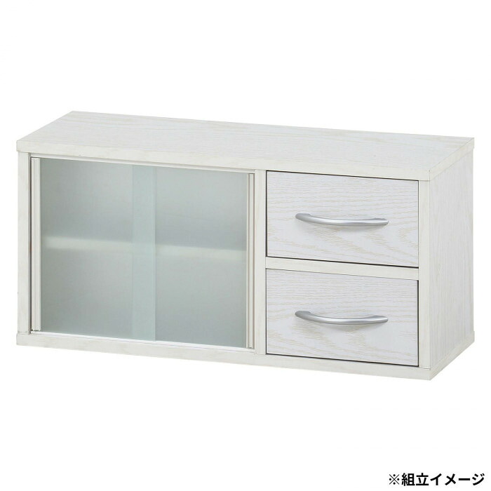 カウンター上収納ラック 幅60cm オークホワイト 両サイドから取り出し可能|PocketCompany 店
