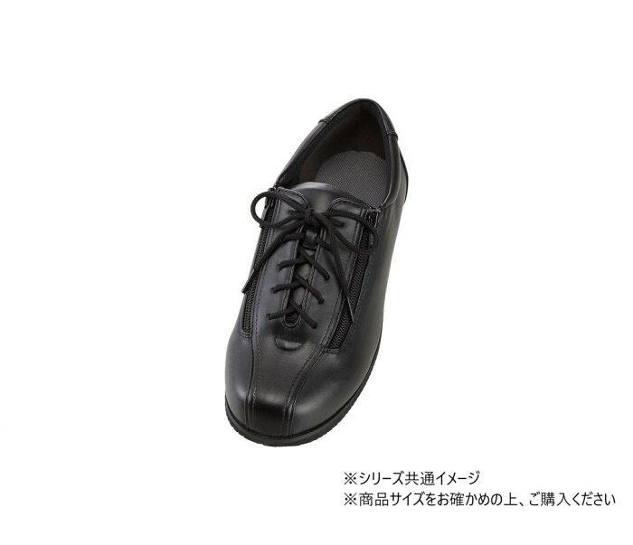 コンフォートシューズ 男女兼用 3E 黒 5L 介護靴 2ファスナー 屋外用|PocketCompany 店
