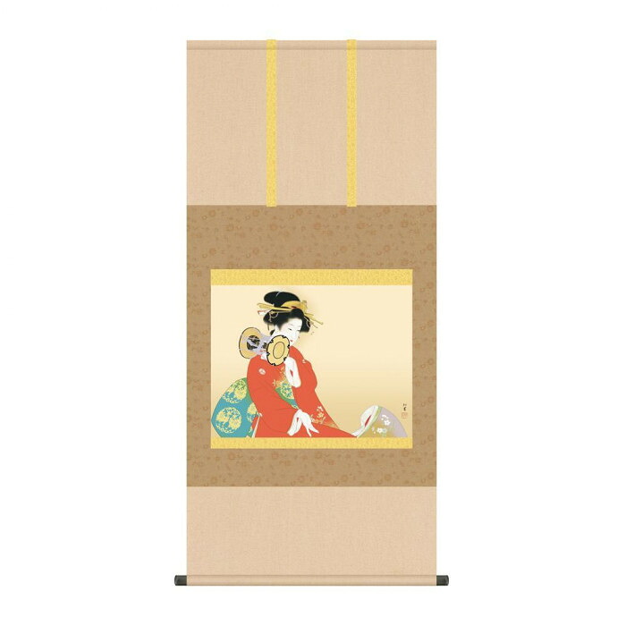 掛軸 上村松園 鼓の音 幅54.5×高さ115cm 名画 掛け軸 日本製|PocketCompany 店